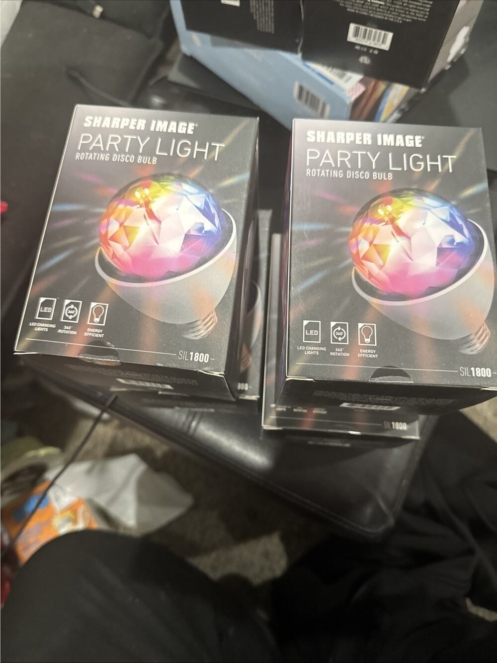 Lot Of 2 Sharper Image Party Light Rotating Disco Sil 1800